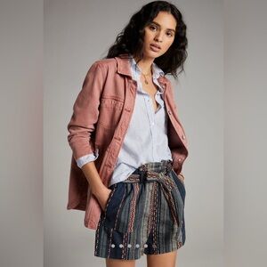 Anthropologie Lynnie Striped Shorts size M **missing belt**